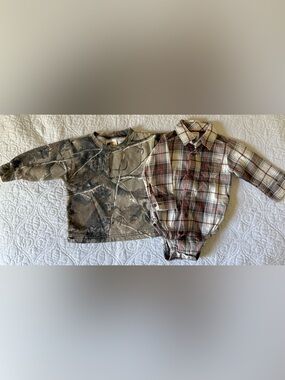 Baby Boy 6M Camo Sweatshirt Long Sleeve Button up Set